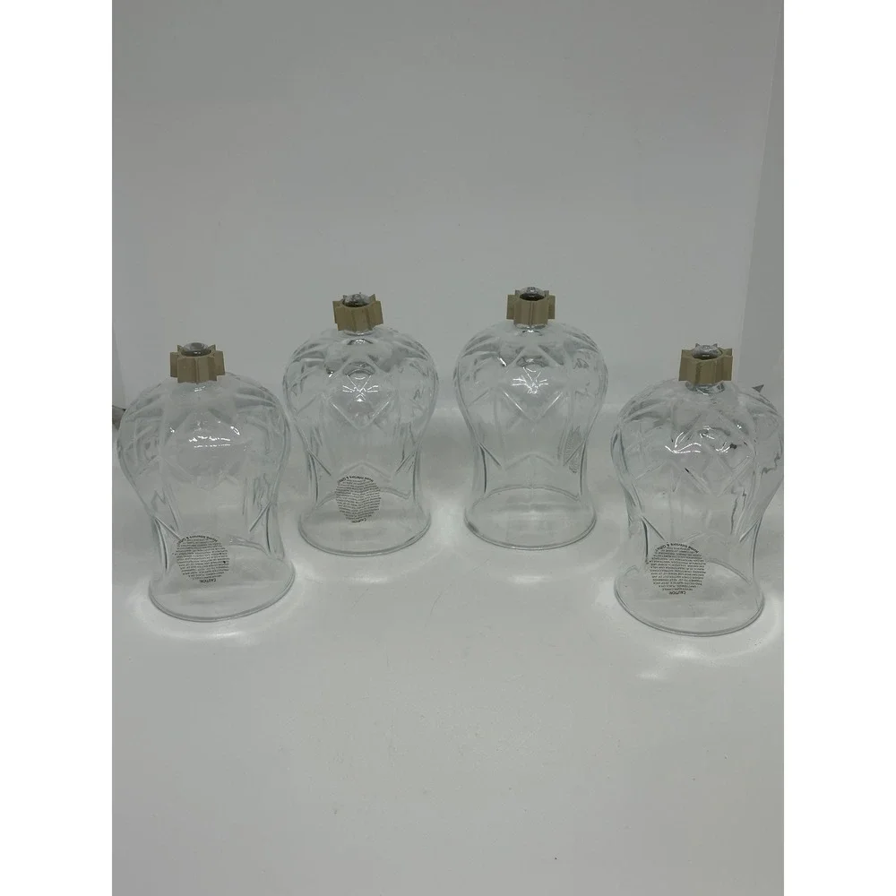 VTG Home Interiors & Gifts Votive Cup Clear Glass Peg Diamond Cut Set of 4 Boxed